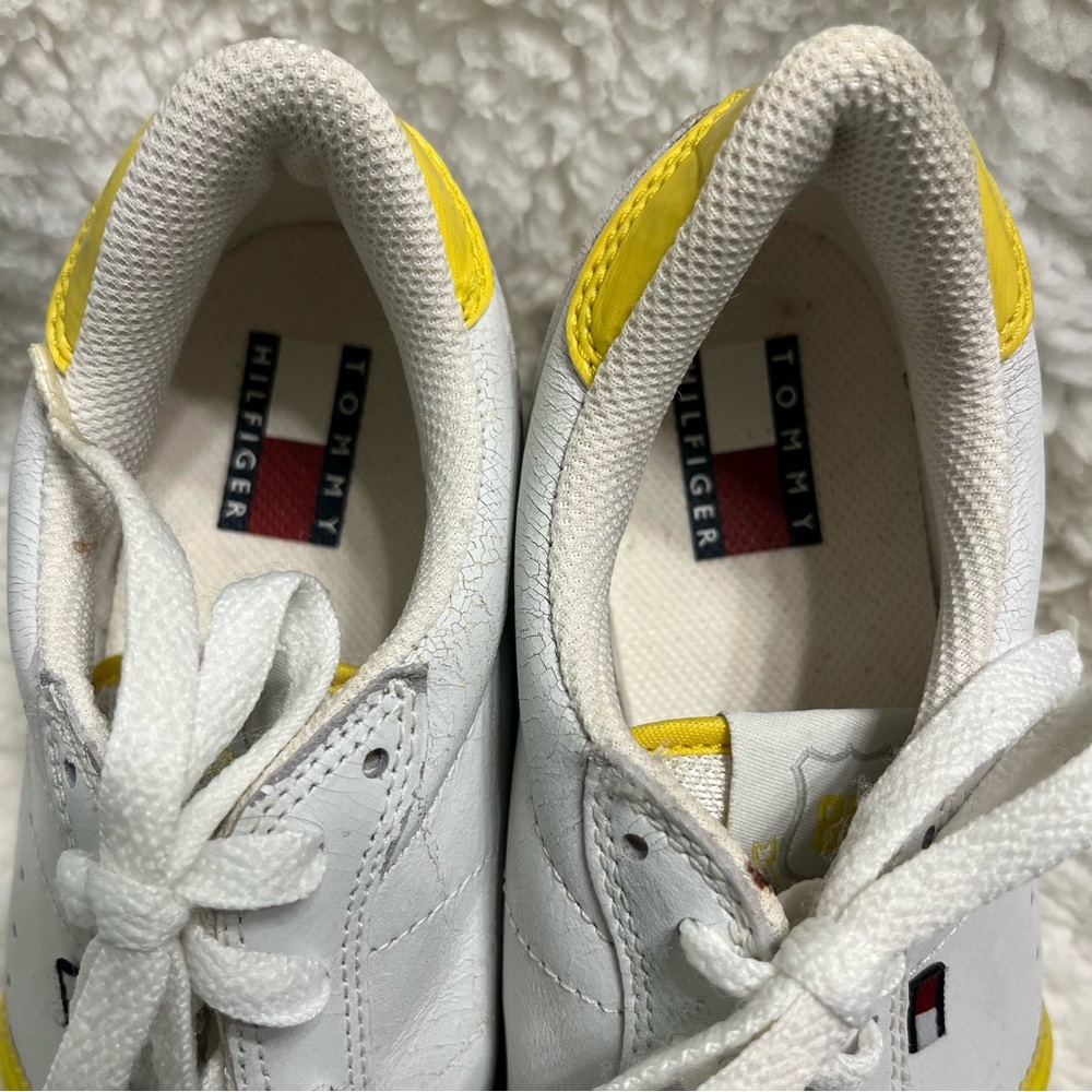Y2K Vintage Streetwear Sneakers White Leather w/ patent yellow accents size 7.5 - Picture 7 of 14